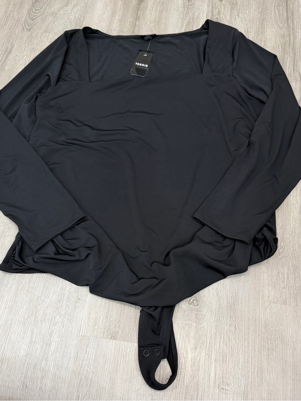 Torrid 3 3x 22/24 Black Long-Sleeve Square Neck Bodysuit